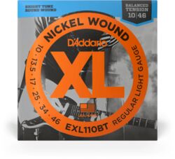 Cordes guitare électrique D'addario EXL110BT Nickel Wound, Balanced Tension Regular Light, 10-46 - Jeu de 6 cordes