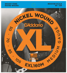 EXL160M Electric Bass 4-String Set Nickel Round Wound Medium Scale 50-105 - jeu de 4 cordes