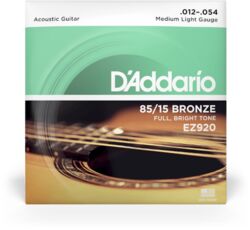 EZ920 85/15 Bronze Acoustic Guitar Strings, Medium Light, 12-54