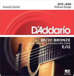 Cordes guitare acoustique D'addario EJ12 - Jeu de 6 cordes