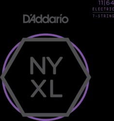 Cordes guitare électrique D'addario NYXL1164 7-String Nickel Wound Electric Guitar Strings 11-64 - Jeu de 7 cordes