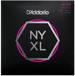 Cordes basse électrique D'addario NYXL45130 5-String Nickel Wound Bass Long Scale 45-130 - Jeu de 5 cordes