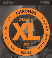 ECB82 Electric Bass 4-String Set Chromes Flat Wound Long Scale 50-105 - jeu de 4 cordes