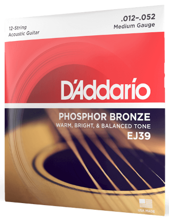 D'addario Jeu De 12 Cordes Ej39 Phosphor Bronze Acoustic Guitar Medium 13-56 - Cordes Guitare Acoustique - Variation 1