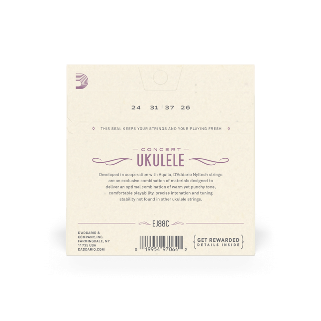 D'addario Jeu De 4 Cordes Ej88c Nyltech Ukulele, Concert - Cordes Ukelele - Variation 1