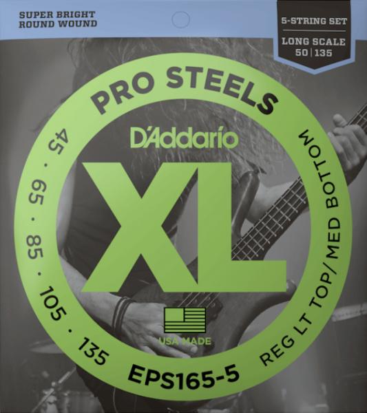 D'addario EXL165-5 Electric Bass 5-String Set Nickel Round Wound Long Scale  45-135 - jeu de 5 cordes Cordes basse électrique