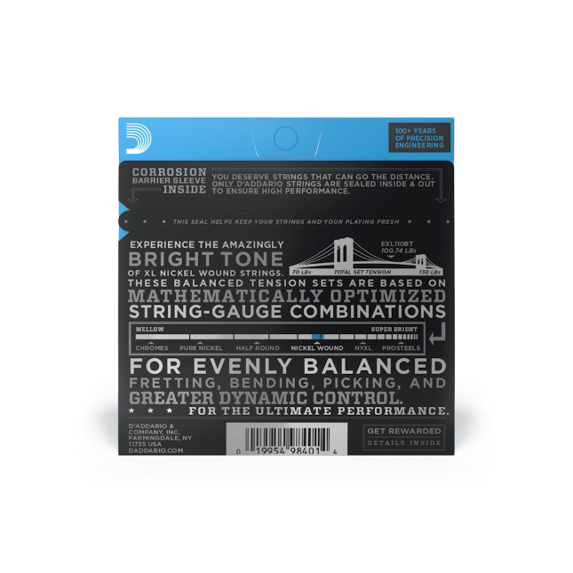 D'addario Jeu De 6 Cordes Exl110bt Nickel Round Wound Balanced Tension Regular Light 10-46 - Cordes Guitare Électrique - Variation 1