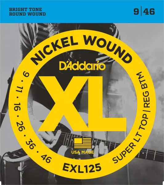 Cordes guitare électrique D'addario EXL125 Nickel Round Wound 9-46 - jeu de 6 cordes