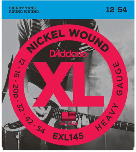 Cordes guitare électrique D'addario EXL145 Nickel Round Wound, Heavy, 12-54 - Jeu de 6 cordes