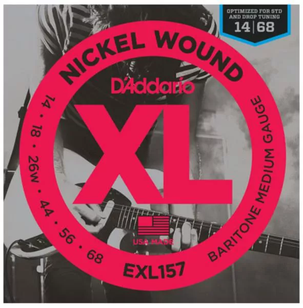 Cordes guitare électrique D'addario EXL157 Nickel Round Wound, Baritone Medium, 14-68 - jeu de 6 cordes