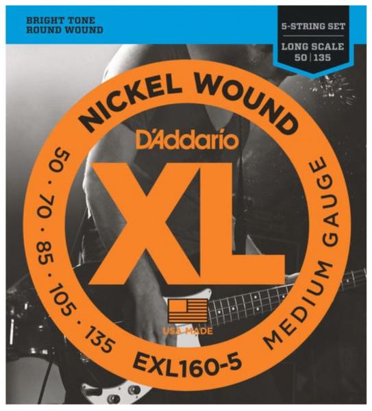 D'addario EXL1605 Electric Bass 5String Set Nickel Round Wound Long Scale 50135 Electric bass