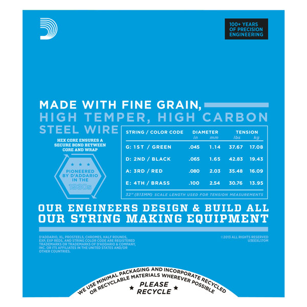 D'addario Exl160m Nickel Round Wound Bass Medium Scale Medium 4c 50-105 - Cordes Basse Électrique - Variation 1