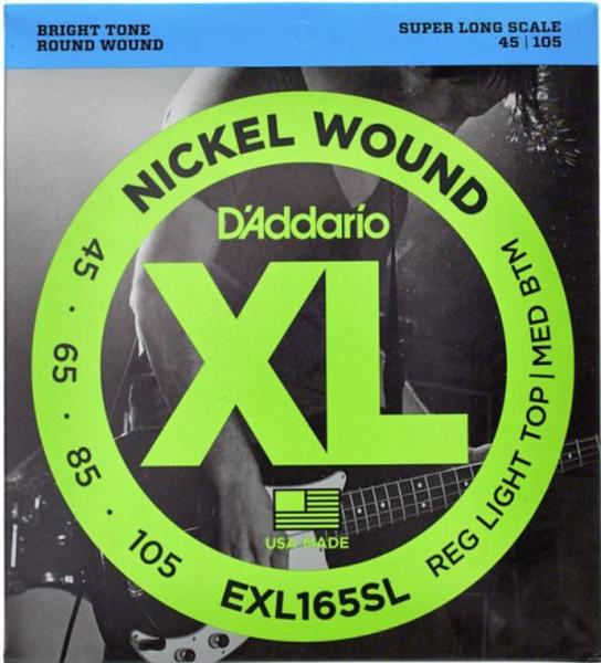Cordes basse électrique D'addario EXL165SL Electric Bass 4-String Set Nickel Round Wound Super Long Scale 45-105