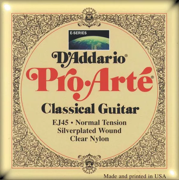 Cordes guitare classique nylon D'addario EJ45 Pro Arte Classical Nylon Core - jeu de 6 cordes