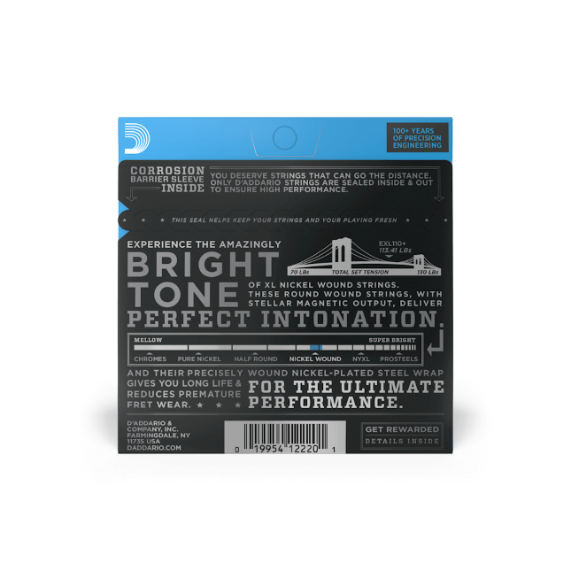 D'addario Guit. Elec. 6c Nickel Round Wound Regular Light Plus 10.5-48 Exl110+ - Cordes Guitare Électrique - Variation 2