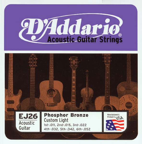 D'addario Jeu De 6 Cordes Guit. Folk 6c Phosphor Bronze 011.052 Ej26 - Cordes Guitare Acoustique - Variation 1