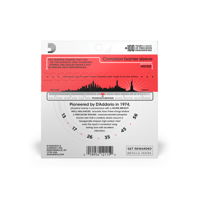 D'addario Jeu De 6 Cordes Guit. Folk 6c Phosphor Bronze 013.056 Ej17 - Cordes Guitare Acoustique - Variation 2