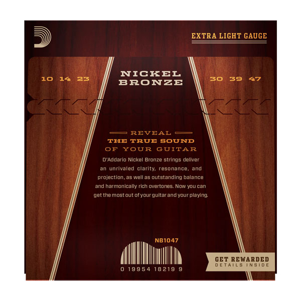 D'addario Nickel Bronze Acoustic Guitar Nb1047 Extra Light 10-47 - Cordes Guitare Acoustique - Variation 1