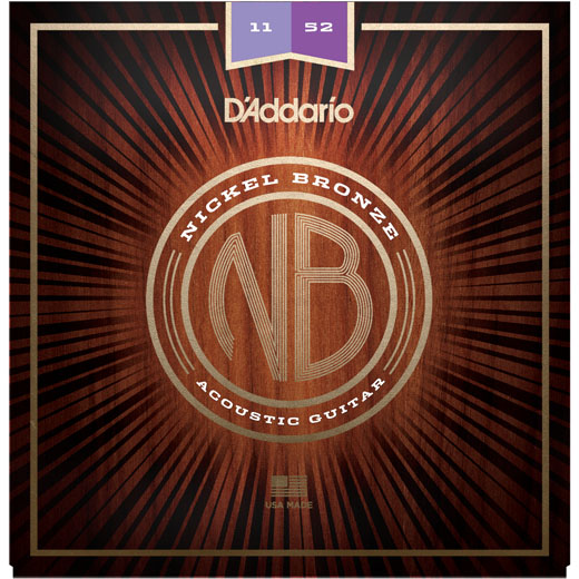 Cordes guitare acoustique D'addario NB1152 Acoustic Nickel Bronze Set 11-52 - jeu de 6 cordes