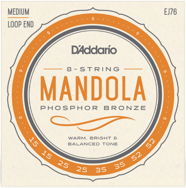 Cordes mandoline D'addario EJ76 Phosphor Bronze Mandola 15-52 - Jeu de 8 cordes
