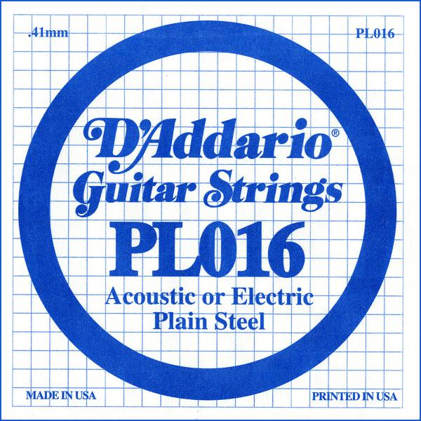 Cordes guitare électrique D'addario XL Nickel Single PL016 - Corde au détail