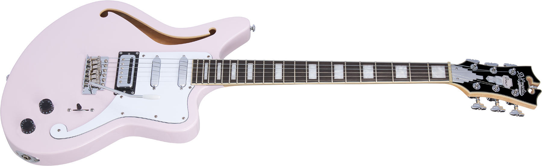 D'angelico Bedford Sh Premier Hss Trem Ova - Shell Pink - Guitare Électrique 1/2 Caisse - Variation 1
