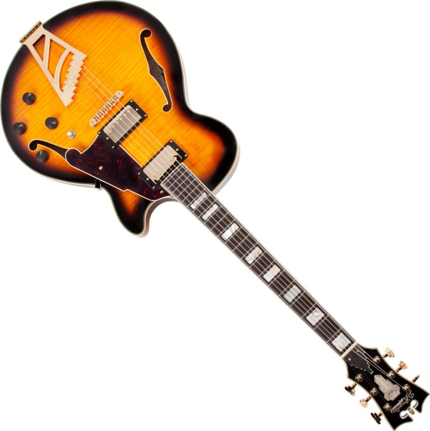D'angelico Exss Vintage Sunburst - Guitare Électrique 3/4 Caisse & Jazz - Main picture