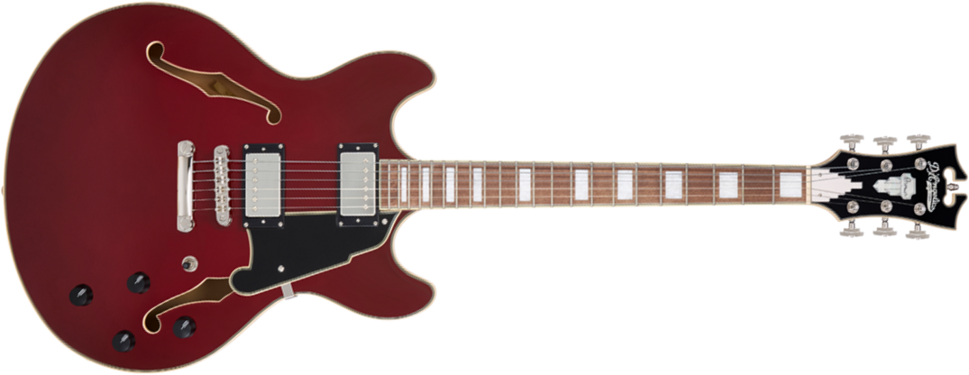D'angelico Premier Dc 2h Ht Wal - Burnt Red - Guitare Électrique 1/2 Caisse - Main picture