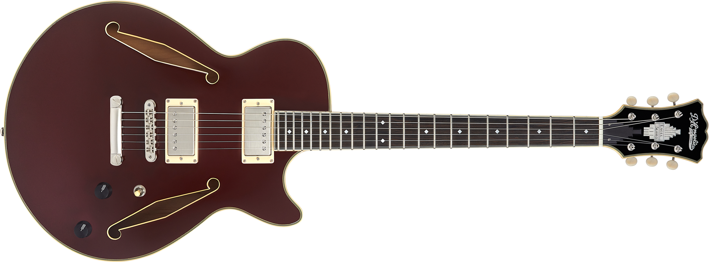 D'angelico Ss Tour Excel 2h Ht Eb - Solid Wine - Guitare Électrique 1/2 Caisse - Main picture