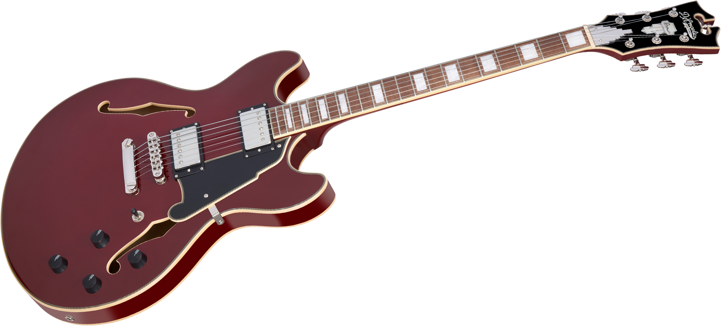 D'angelico Premier Dc 2h Ht Wal - Burnt Red - Guitare Électrique 1/2 Caisse - Variation 2