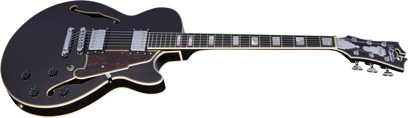 D'angelico Ss Premier 2h Ht Ova - Black Flake - Guitare Électrique 1/2 Caisse - Variation 1