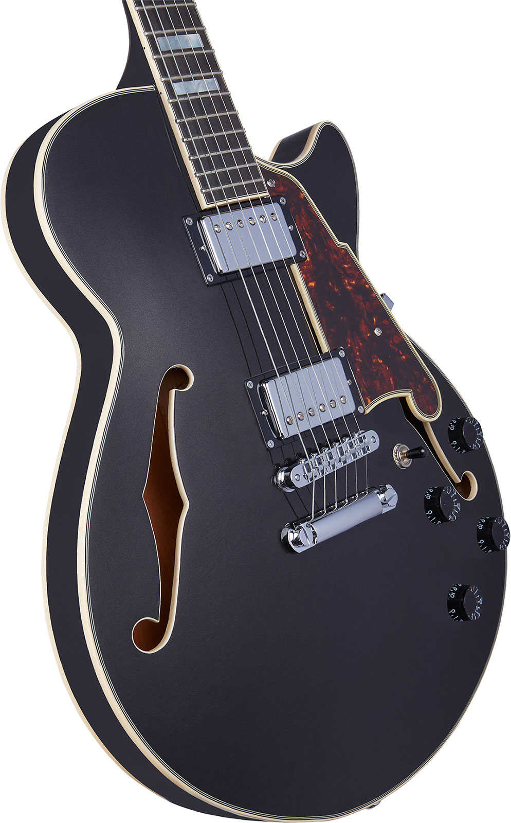 D'angelico Ss Premier 2h Ht Ova - Black Flake - Guitare Électrique 1/2 Caisse - Variation 3