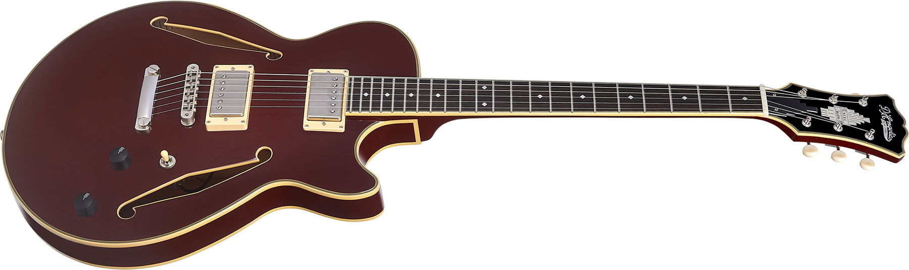 D'angelico Ss Tour Excel 2h Ht Eb - Solid Wine - Guitare Électrique 1/2 Caisse - Variation 1
