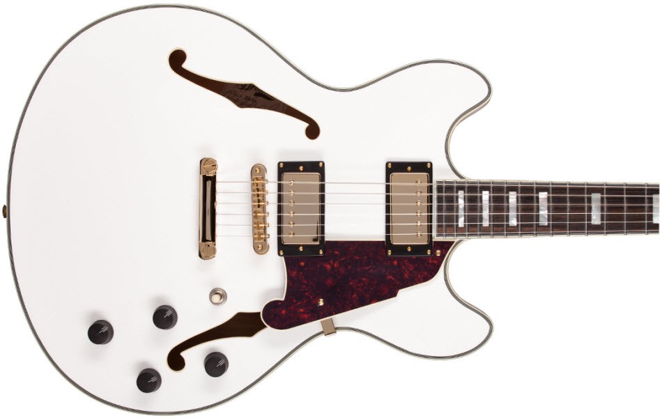 D'angelico Exdc White - Guitare Électrique 1/2 Caisse - Variation 2