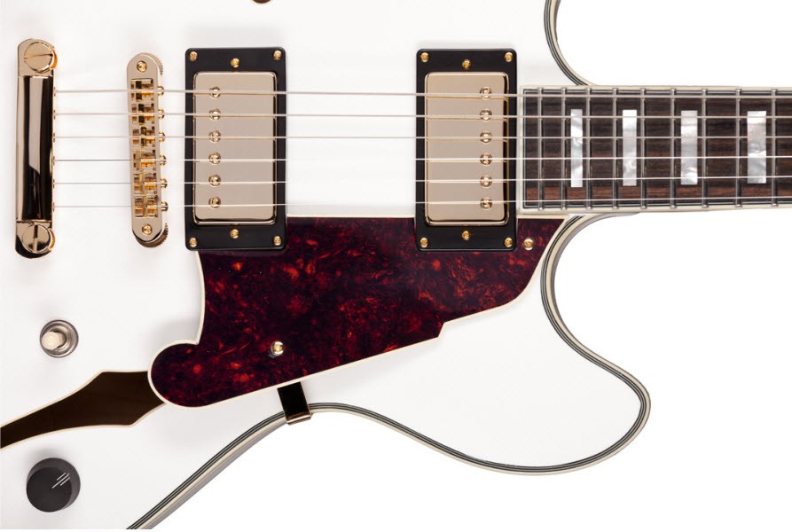 D'angelico Exdc White - Guitare Électrique 1/2 Caisse - Variation 3