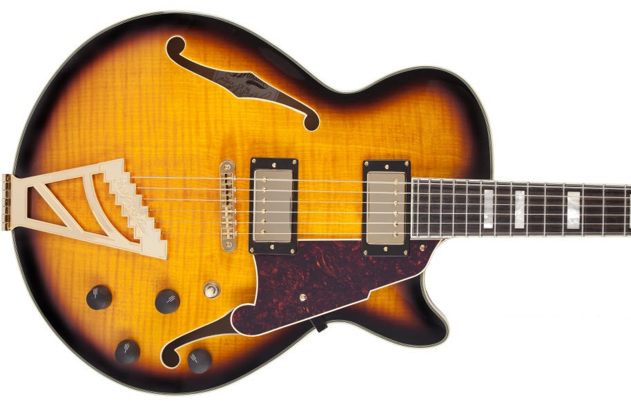 D'angelico Exss Vintage Sunburst - Guitare Électrique 3/4 Caisse & Jazz - Variation 2