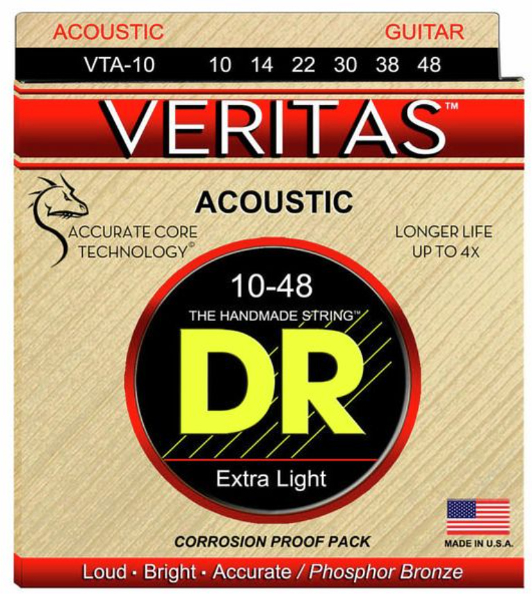 Dr Vta-10 Veritas Phosphore Bronze Acoustic Guitar 6c 10-48 - Cordes Guitare Acoustique - Main picture