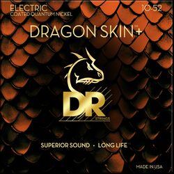 Cordes guitare électrique Dr DRAGON SKIN+ Core Technology Coated Wrap 10-52 - Jeu de 6 cordes