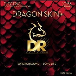 Cordes guitare électrique Dr DRAGON SKIN+ Core Technology Coated Wrap 10-56 - Jeu de 7 cordes