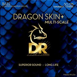 Cordes basse électrique Dr DRAGON SKIN+ Core Technology Coated Wrap 30-125 Tapered Multi-Scale - Jeu de 6 cordes