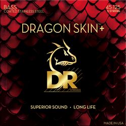 Cordes basse électrique Dr DRAGON SKIN+ Core Technology Coated Wrap 45-105 - Jeu de 4 cordes