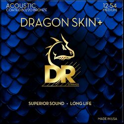 Cordes guitare acoustique Dr DRAGON SKIN+ Core Technology Coated Wrap 80/20 12-54 - Jeu de 6 cordes