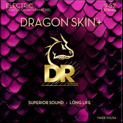Cordes guitare électrique Dr DRAGON SKIN+ Core Technology Coated Wrap 9-52 - Jeu de 7 cordes