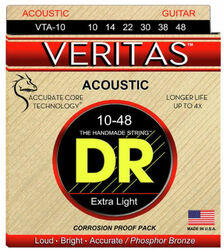 Cordes guitare acoustique Dr VTA-10 Acoustic Guitar 6-String Set Veritas Phosphor Bronze 10-48 - Jeu de 6 cordes