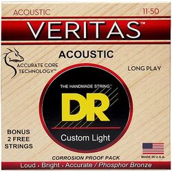 Cordes guitare acoustique Dr VTA-11 VERITAS Coated Core Custom Light 11-50 - Jeu de 6 cordes