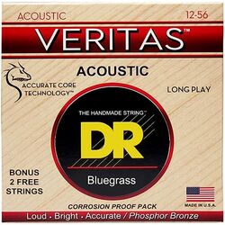 Cordes guitare acoustique Dr VTA-12-56 VERITAS Coated Core Technology  Bluegrass 12-56 - Jeu de 6 cordes