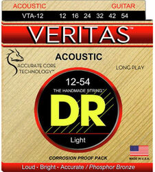 Cordes guitare acoustique Dr VTA-12 Acoustic Guitar 6-String Set Veritas Phosphor Bronze 12-54 - Jeu de 6 cordes