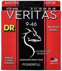 Cordes guitare électrique Dr VTE-9/46 Electric Guitar 6-String Set Veritas 9-46 - Jeu de 6 cordes