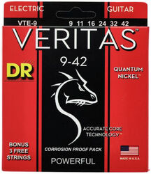 Cordes guitare électrique Dr VTE-9 Electric Guitar 6-String Set Veritas 9-42 - Jeu de 6 cordes