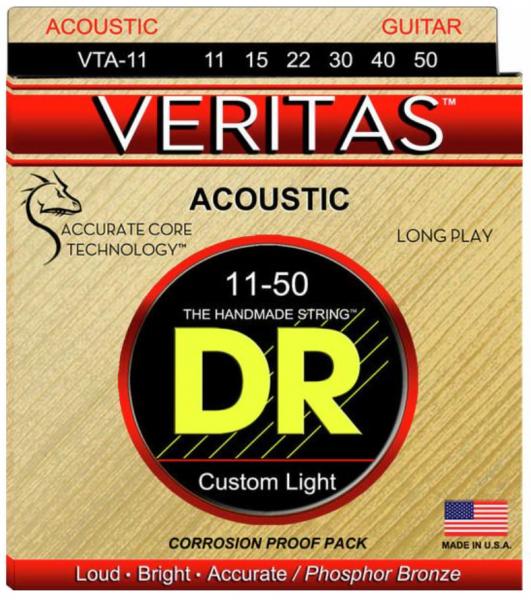 Cordes guitare acoustique Dr VTA-11 6-String Set Veritas Phosphor Bronze Acoustic Guitar 11-50 - Jeu de 6 cordes